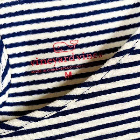 Vineyard Vines Knit Stripe Jersey Dress Short Sleeve Shift Loose Fit Sailor - M - Picture 4 of 4